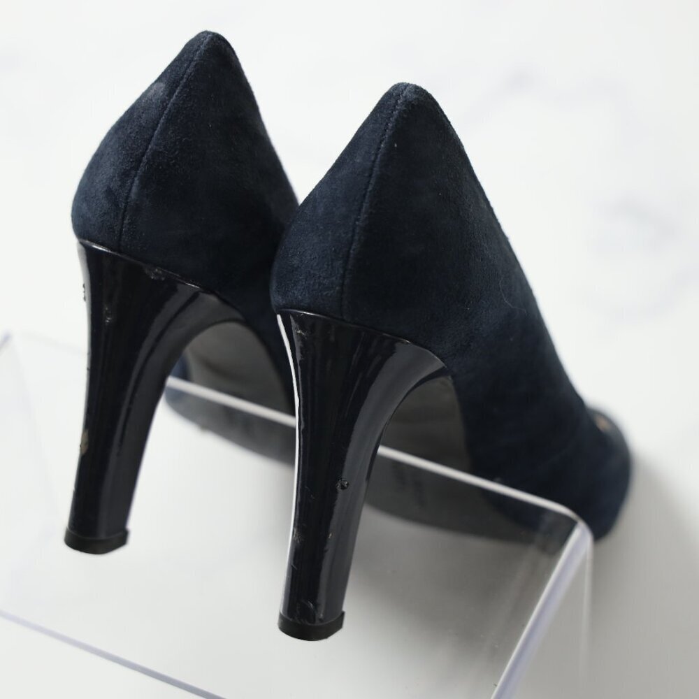 Franco Sarto Dark Navy Suede Heels Sz 8 - Picture 7 of 8